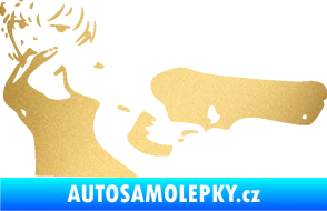 Samolepka Žena s pistolí pravá zlatá metalíza