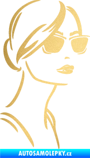 Samolepka Žena tvář 003 pravá s brýlemi zlatá metalíza