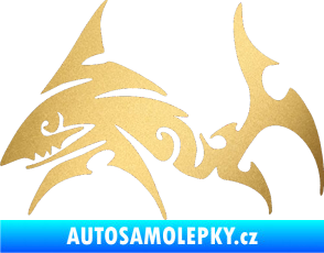 Samolepka Žralok 002 levá zlatá metalíza