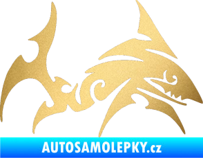 Samolepka Žralok 002 pravá zlatá metalíza