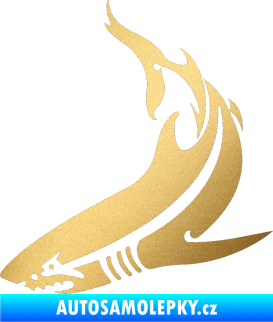 Samolepka Žralok 005 levá zlatá metalíza