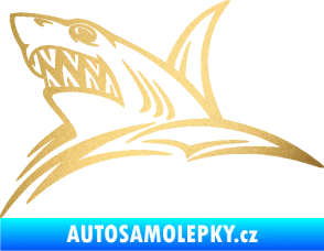 Samolepka Žralok 020 levá v moři zlatá metalíza