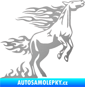 Samolepka Animal flames 001 pravá kůň stříbrná metalíza