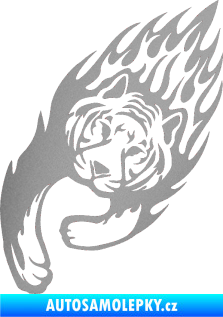 Samolepka Animal flames 015 levá tygr stříbrná metalíza