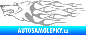 Samolepka Animal flames 017 levá vlk stříbrná metalíza