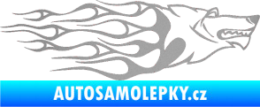 Samolepka Animal flames 017 pravá vlk stříbrná metalíza