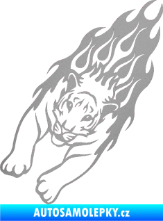Samolepka Animal flames 024 levá tygr stříbrná metalíza