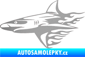 Samolepka Animal flames 031 levá žralok stříbrná metalíza
