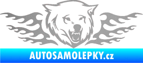 Samolepka Animal flames 034 pravá  vlk stříbrná metalíza