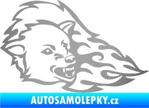 Samolepka Animal flames 036 pravá vlk stříbrná metalíza