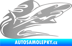 Samolepka Animal flames 037 pravá žralok stříbrná metalíza