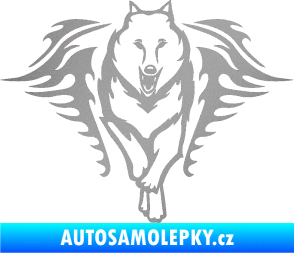 Samolepka Animal flames 039 pravá  vlk stříbrná metalíza