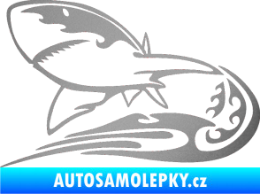 Samolepka Animal flames 041 levá žralok stříbrná metalíza