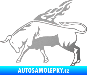 Samolepka Animal flames 067 levá býk stříbrná metalíza