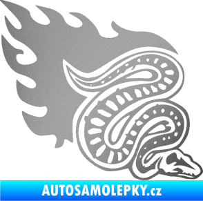 Samolepka Animal flames 086 pravá had stříbrná metalíza