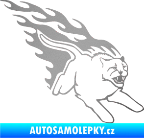 Samolepka Animal flames 096 pravá puma stříbrná metalíza