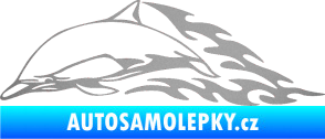 Samolepka Animal flames 099 levá delfín stříbrná metalíza