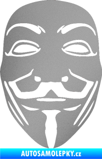 Samolepka Anonymous 001 maska stříbrná metalíza
