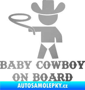 Samolepka Baby cowboy on board levá stříbrná metalíza