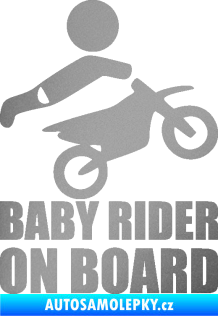 Samolepka Baby rider on board pravá stříbrná metalíza