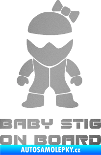 Samolepka Baby stig on board girl stříbrná metalíza