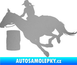 Samolepka Barrel racing 001 levá cowgirl rodeo stříbrná metalíza