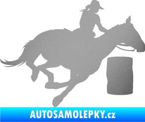 Samolepka Barrel racing 001 pravá cowgirl rodeo stříbrná metalíza