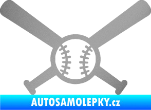 Samolepka Baseball míček a pálky stříbrná metalíza