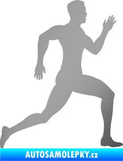 Samolepka Běžec 003 pravá stříbrná metalíza