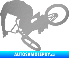 Samolepka Biker 001 levá stříbrná metalíza