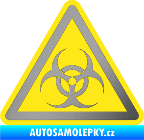 Samolepka Biohazard barevný trojúhelník stříbrná metalíza