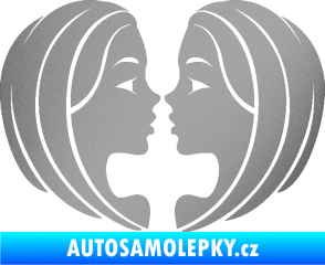 Samolepka Blíženci 002  stříbrná metalíza