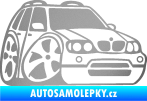 Samolepka BMW X5 karikatura pravá stříbrná metalíza