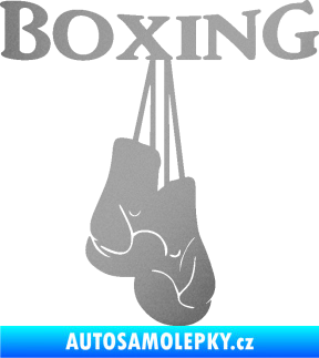 Samolepka Boxing nápis s rukavicemi stříbrná metalíza