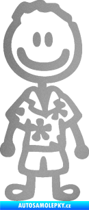 Samolepka Cartoon family kluk Hawaii stříbrná metalíza