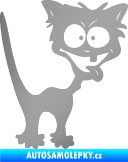 Samolepka Crazy cat pravá bláznivá kočka stříbrná metalíza