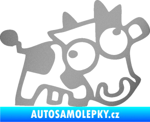 Samolepka Crazy cow pravá stříbrná metalíza