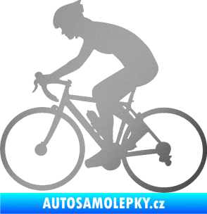 Samolepka Cyklista 005 levá stříbrná metalíza