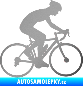 Samolepka Cyklista 005 pravá stříbrná metalíza