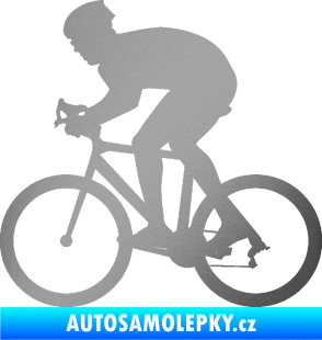 Samolepka Cyklista 008 levá stříbrná metalíza