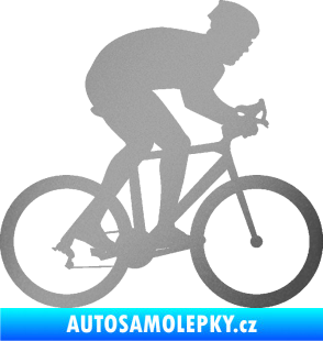 Samolepka Cyklista 008 pravá stříbrná metalíza