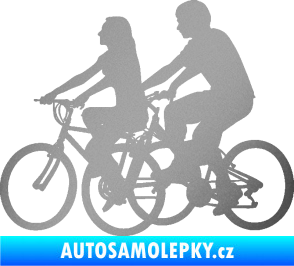 Samolepka Cyklisté 001 levá pár stříbrná metalíza