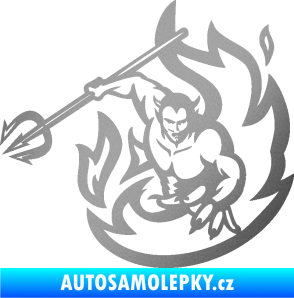 Samolepka Ďábel 002 levá s vidlemi stříbrná metalíza