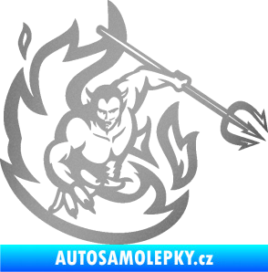 Samolepka Ďábel 002 pravá s vidlemi stříbrná metalíza