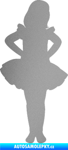 Samolepka Děti silueta 011 pravá holčička tanečnice stříbrná metalíza