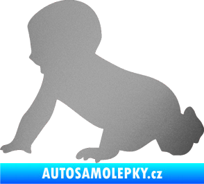 Samolepka Dítě v autě 025 levá miminko silueta stříbrná metalíza