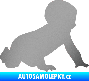 Samolepka Dítě v autě 025 pravá miminko silueta stříbrná metalíza