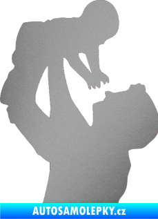 Samolepka Dítě v autě 026 levá miminko v náruči stříbrná metalíza