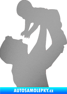 Samolepka Dítě v autě 026 pravá miminko v náruči stříbrná metalíza