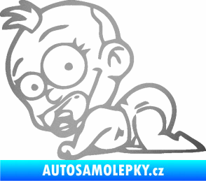 Samolepka Dítě v autě 067 levá lezoucí miminko stříbrná metalíza